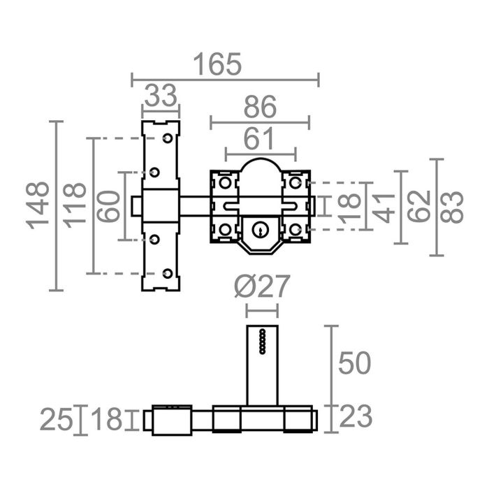 Cerrojo de seguridad Micel crr13 86l/50 mm Acero Gris 50 mm izquierda-derecha Sobreponer 2