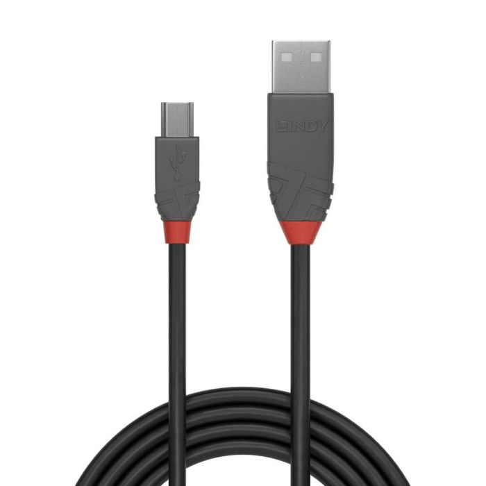 Lindy Cable USB 2.0 Tipo A a Mini-B 5m Anthra Line para Conexiones AV/IT Profesionales, 480Mbps, Doble Blindaje, Contactos Chapados en Oro 1