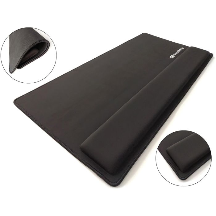 Sandberg Desk Pad Pro XXL Alfombrilla de Escritorio Antideslizante con Soporte para Muñecas y Bordes Cosidos para Teclado y Ratón