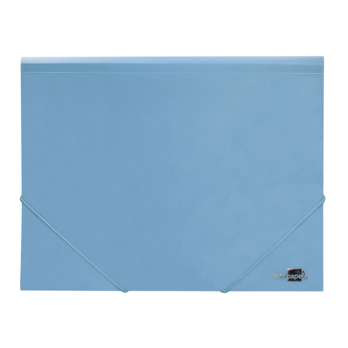 Liderpapel Carpeta con Gomas Tres Solapas Polipropileno DIN A4 Celeste Opaco 1
