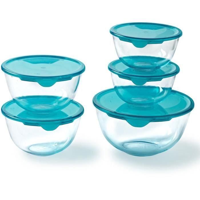 Juego de 5 cuencos con tapa - PYREX - 2x 0,5L + 1x 1L + 2x 2L 0 Juego de 5 cuencos con tapa - PYREX - 2x 0,5L + 1x 1L + 2x 2L 0