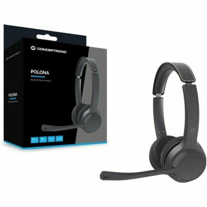 Conceptronic Auriculares Parris03B Inalámbrico Negro Bluetooth 5.4 Conexión Dual Batería 30h Micrófono Manos Libres Entrada 3.5mm Plegable 13