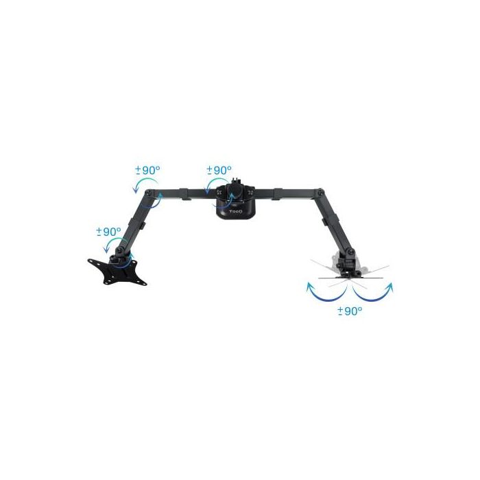 TooQ Soporte de Mesa para 2 Monitores DB1802TN-B Giratorio Inclinable hasta 8kg Negro 2