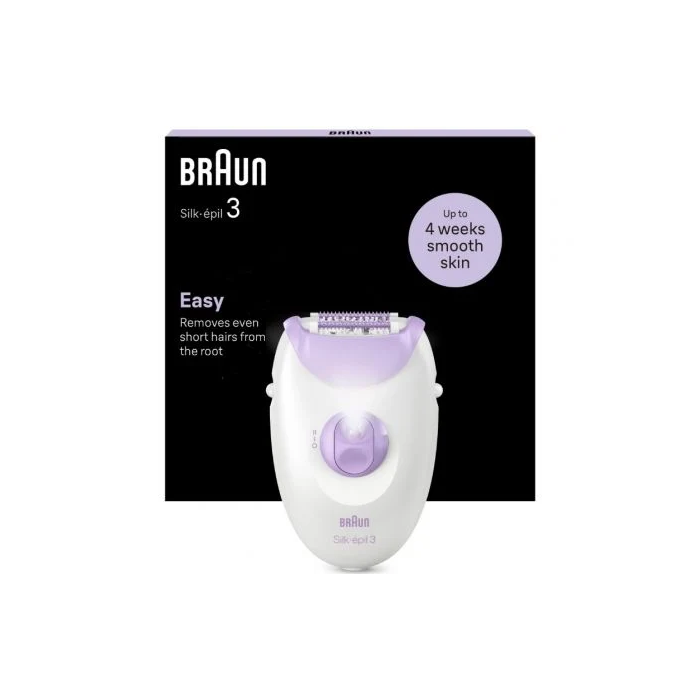 Braun SE3-000 Depiladora Eléctrica Silk-épil 3 / Series 3 con 20 Pinzas MicroGrip, Luz Integrada y Cabezal de Masaje, Modelo SE3-000