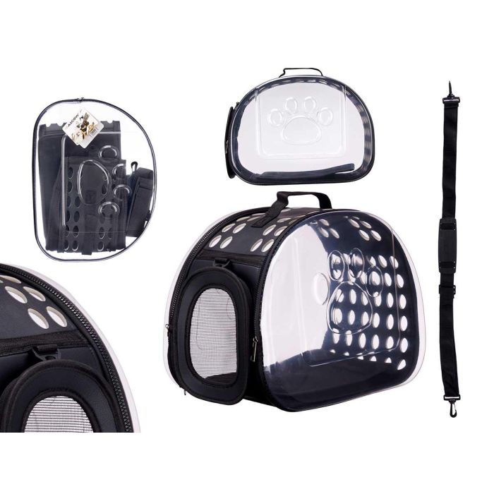 Transportin Transparente Negro Grande Mascow 43X33CM (4 Unidades) Transportin Transparente Negro Grande Mascow 43X33CM (4 Unidades)
