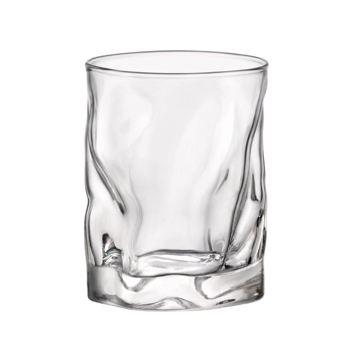 Bormioli Rocco Sorgente Vaso Bajo de Vidrio Transparente 42 cL con Relieve, Pack 6 Unidades, Fabricado en Italia, Apto Lavavajillas