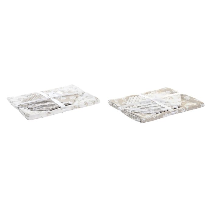 DKD Home Decor Mantel Alpino de Algodón Marrón Claro Blanco 250x150 cm - Pack de 2 Unidades 1 DKD Home Decor Mantel Alpino de Algodón Marrón Claro Blanco 250x150 cm - Pack de 2 Unidades 1