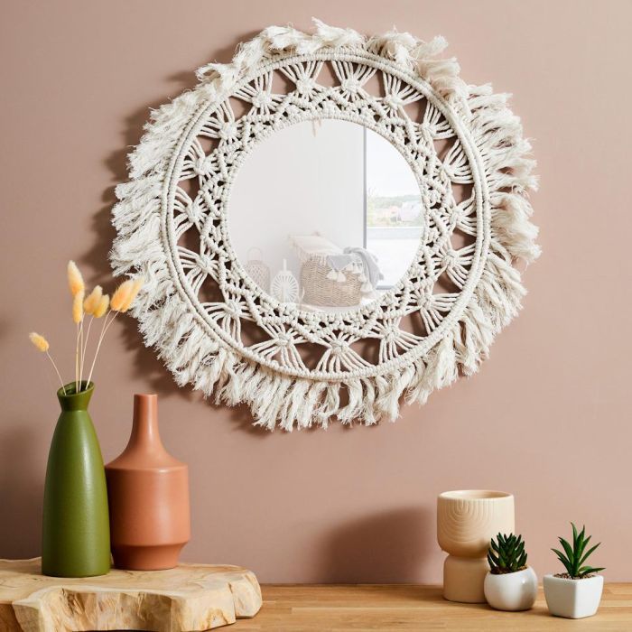 Espejo Boho Home Deco Factory diámetro 55 cm 1 Espejo Boho Home Deco Factory diámetro 55 cm 1