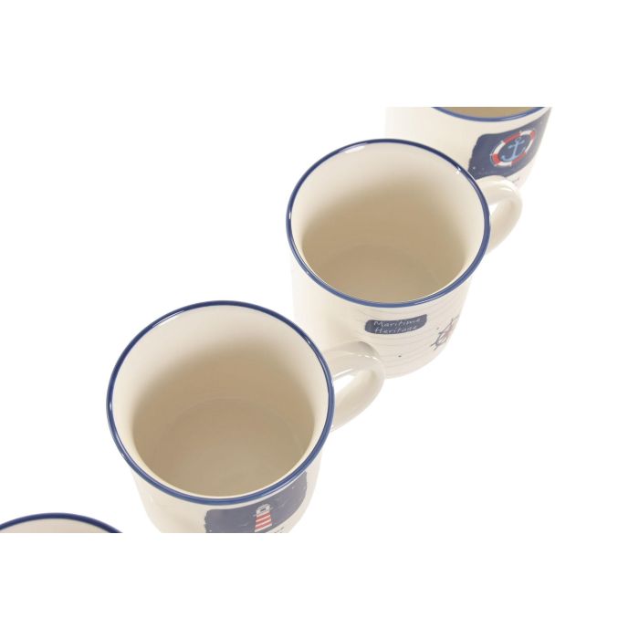 Mug Atlantico DKD Home Decor Blanco Azul Marino 9.5 x 9 x 12.5 cm (12 Unidades) 2