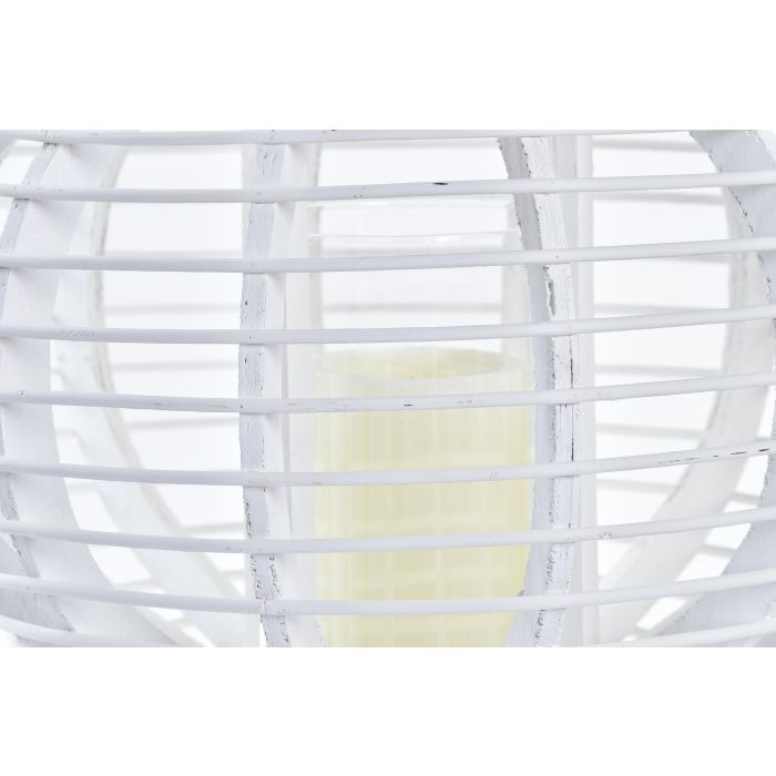 DKD Home Decor Portavelas Blanco Bambú Cristal 35 x 35 x 29 cm 1