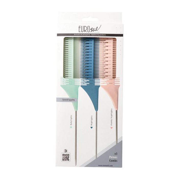 Eurostil Colores set peines mechas 3un Eurostil Colores set peines mechas 3un