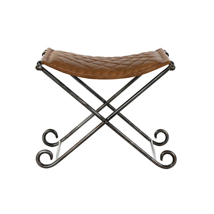 DKD Home Decor Descalzadora Vintage de Piel y Metal Marrón Negro Hecha a Mano, Asiento Banco 42cm Altura, Medidas 45L x 44H x 53A cm 3 DKD Home Decor Descalzadora Vintage de Piel y Metal Marrón Negro Hecha a Mano, Asiento Banco 42cm Altura, Medidas 45L x 44H x 53A cm 3