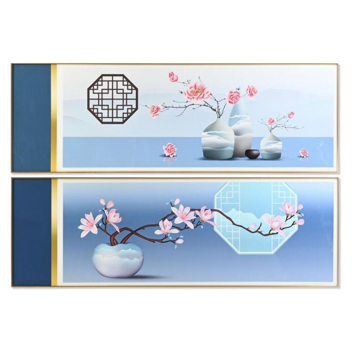 Cuadro Oriental DKD Home Decor Azul Rosa 3 x 60 x 180 cm (2 Unidades) Cuadro Oriental DKD Home Decor Azul Rosa 3 x 60 x 180 cm (2 Unidades)