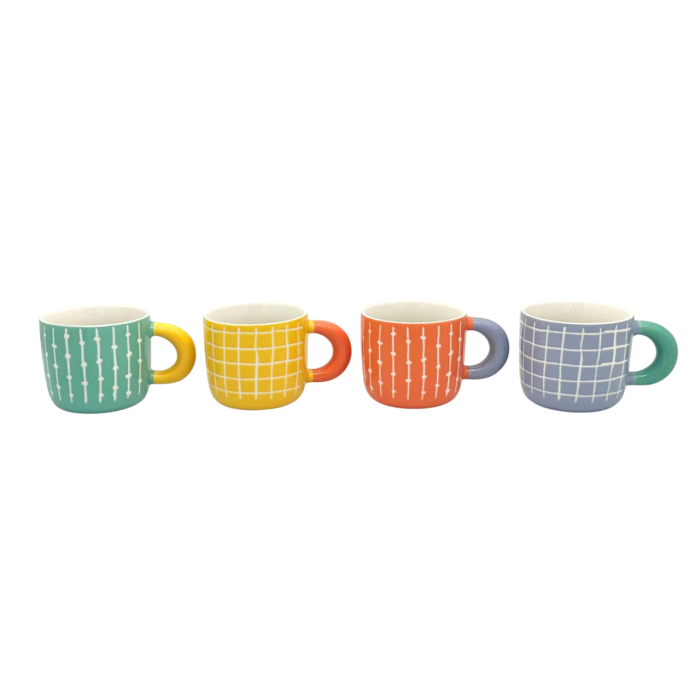 DKD Home Decor Taza de Porcelana New Bone, Verde y Naranja, 300ml, Apta para Microondas y Lavavajillas (12 Unidades)