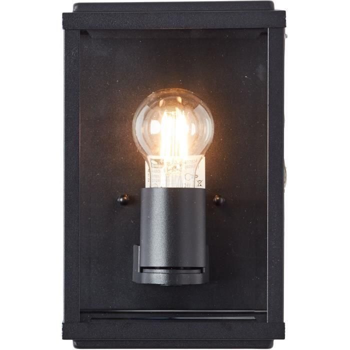 Brilliant Aplique de exterior Gaia, luminaria de pared negra de metal y vidrio, compatible con bombillas halógenas E27 de hasta 60W. 4 Brilliant Aplique de exterior Gaia, luminaria de pared negra de metal y vidrio, compatible con bombillas halógenas E27 de hasta 60W. 4