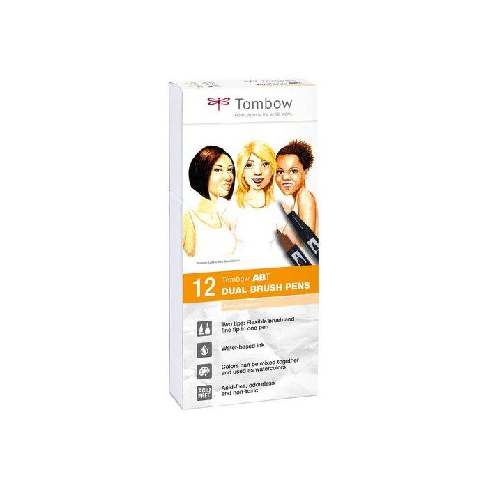Rotulador Tombow Doble Punta Pincel Colores Para Retratos Estuche De 12