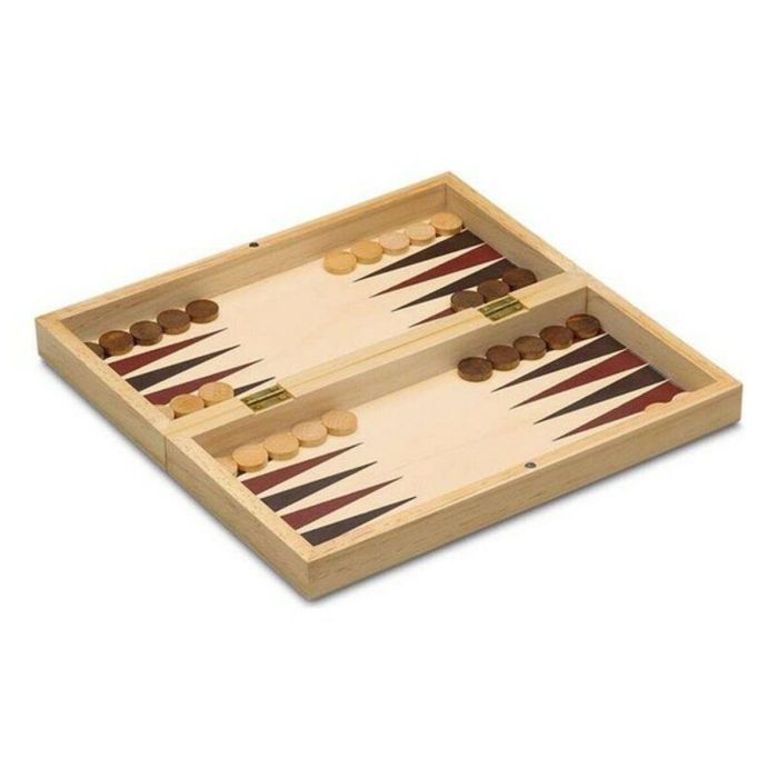 Juego 3 en 1 ajedrez, damas y backgammon de madera 29x29 cm 2