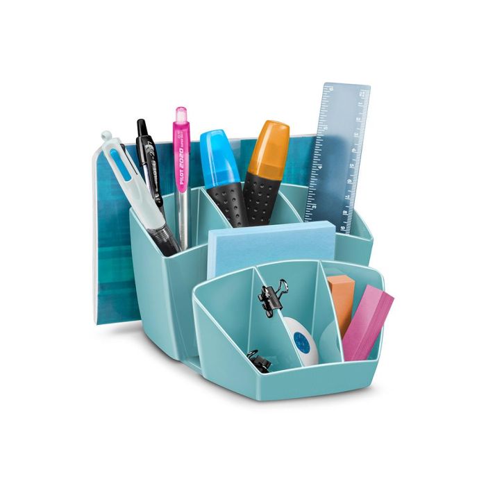 Organizador De Sobremesa Cep Riviera Plastico 8 Departamentos Color Verde Agua 143x158x93 mm