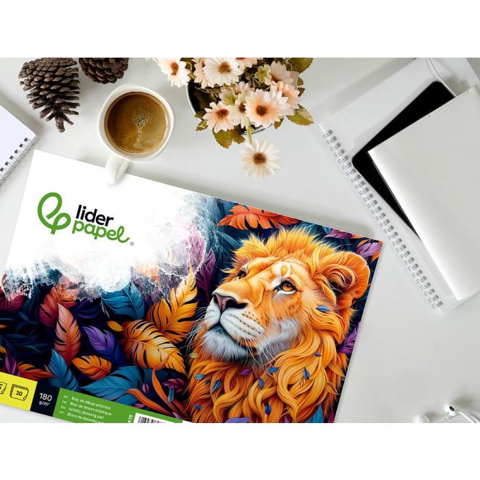 Bloc Dibujo Liderpapel Lineal Espiral 460x325 mm 20 Hojas 180 gr-M2 Con Recuadro Perforado 5