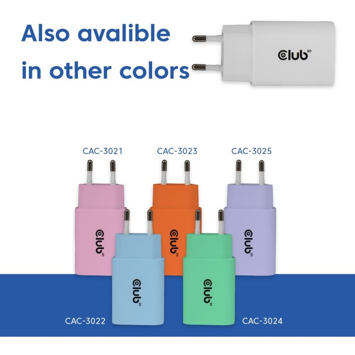 Club3D Lifestyle Ladegerät USB-C 30Watt. 2Stk weiß retail 2 Club3D Lifestyle Ladegerät USB-C 30Watt. 2Stk weiß retail 2