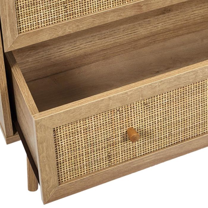 Home Deco Factory Cómoda Natural 3 Cajones Madera Ratán 90x39x79 cm 4