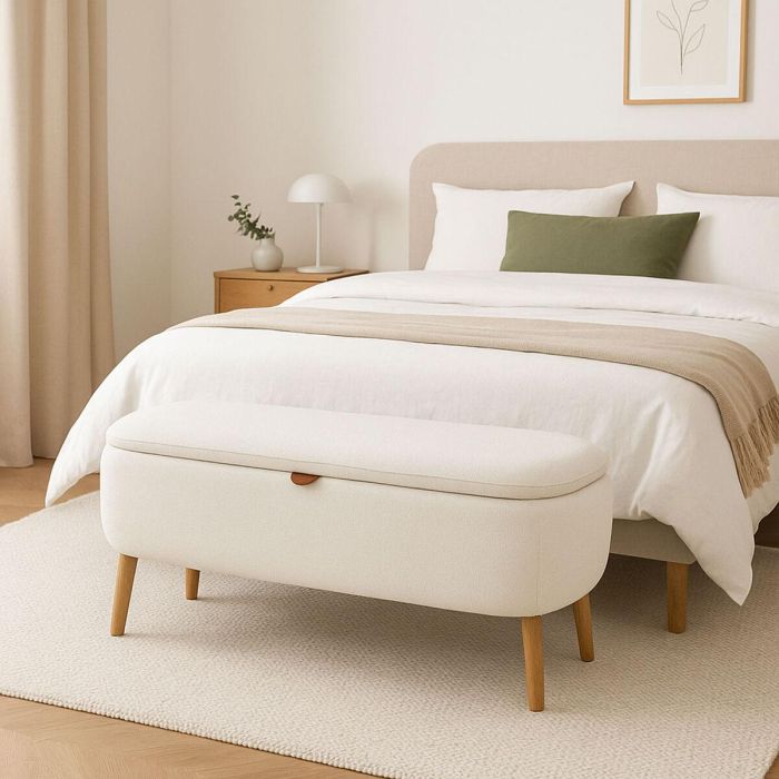 Pie de cama Versa Maniko Beige Madera Textil 37 X 44,5 X 94,5 CM 2