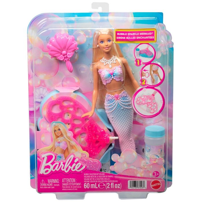 Mattel Muñeca Barbie Sirena Fantasía Pompas De Jabón 32x25x6 cm 1