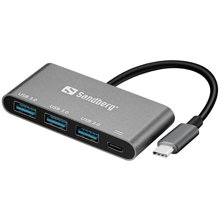 Sandberg Hub USB-C con 3 Puertos USB 3.0 y Power Delivery (PD) para MacBook y Portátiles USB-C, Diseño de Aluminio 0 Sandberg Hub USB-C con 3 Puertos USB 3.0 y Power Delivery (PD) para MacBook y Portátiles USB-C, Diseño de Aluminio 0