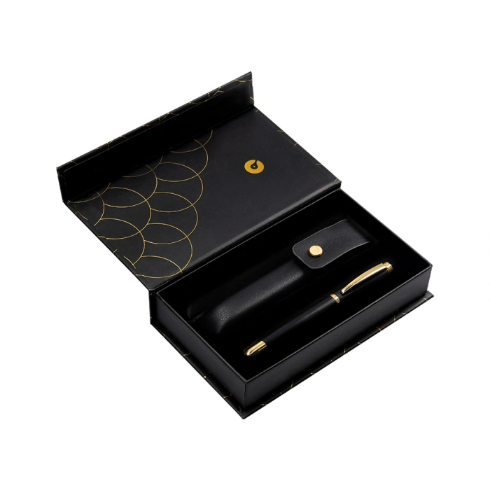 Belius Passion d'or Bolígrafo y Estuche de Aluminio Negro y Dorado con Tinta Azul 4