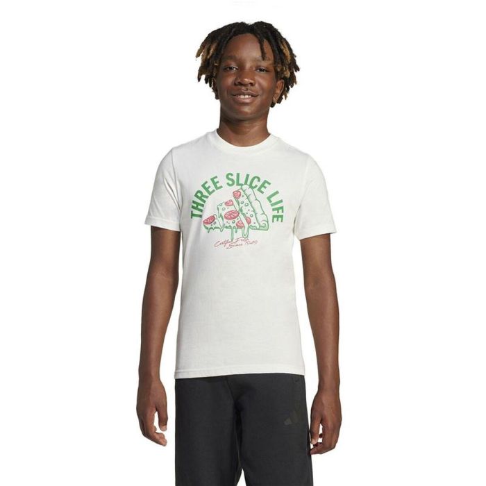 Camiseta de Manga Corta Infantil Adidas Pizza Blanco L 5