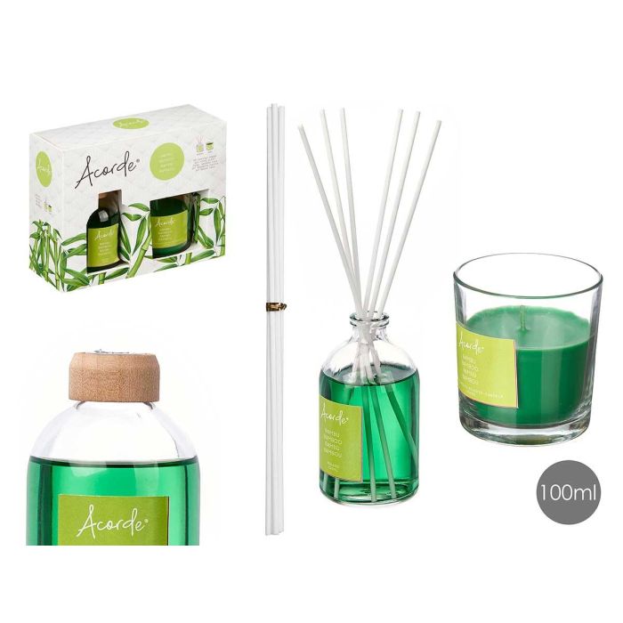 Set Mikado Vela Bambú 100ml 30H - Acorde, Vidrio y Plástico Verde, 19x15x7.5cm (6 Unidades) Set Mikado Vela Bambú 100ml 30H - Acorde, Vidrio y Plástico Verde, 19x15x7.5cm (6 Unidades)