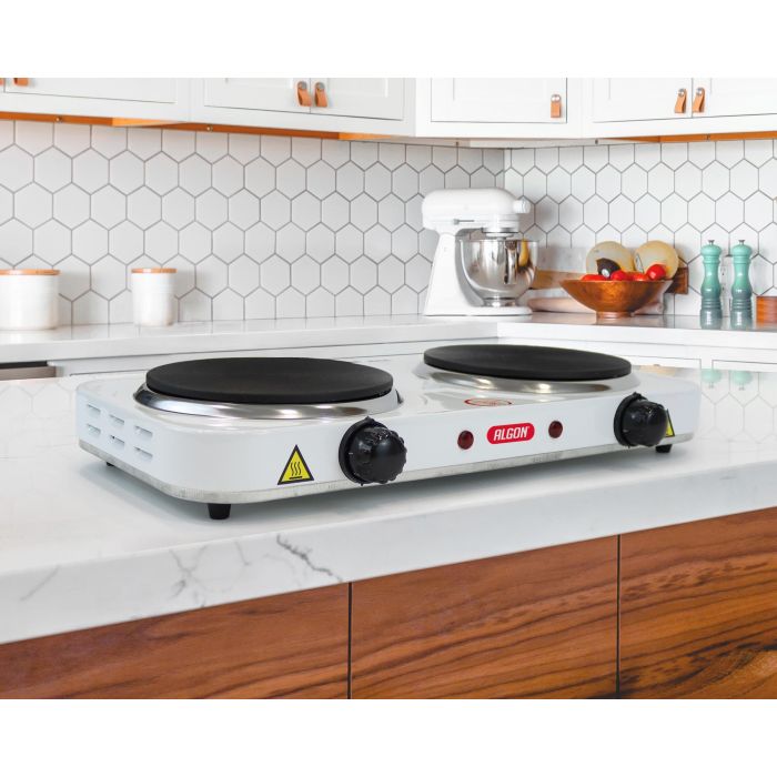 Algon Bbq Cocina Eléctrica 2 Placas 1000W 43.5 cm Largo x 23.5 cm Ancho x 6 cm Alto 2