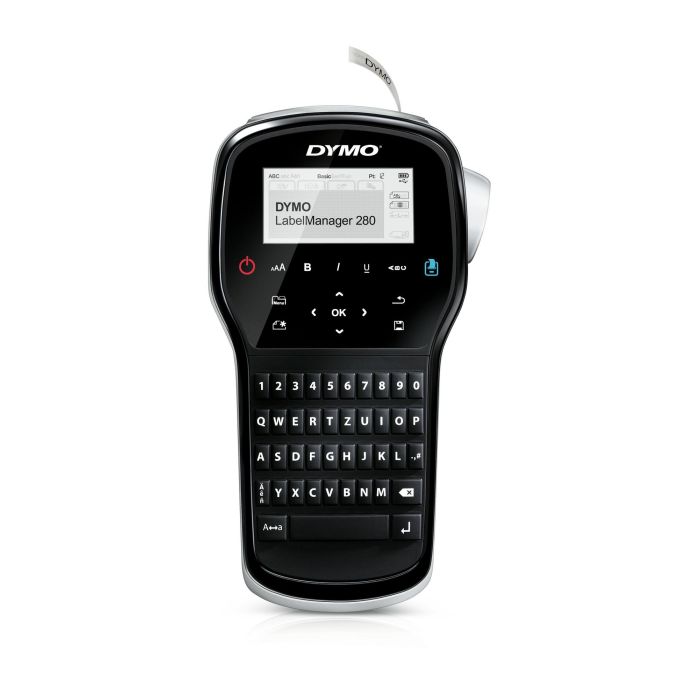 Dymo LabelManager 280 QWERTZ Kitcase Rotuladora, Cinta D1, Conectado a PC, USB, Batería Recargable, Plata/Negro