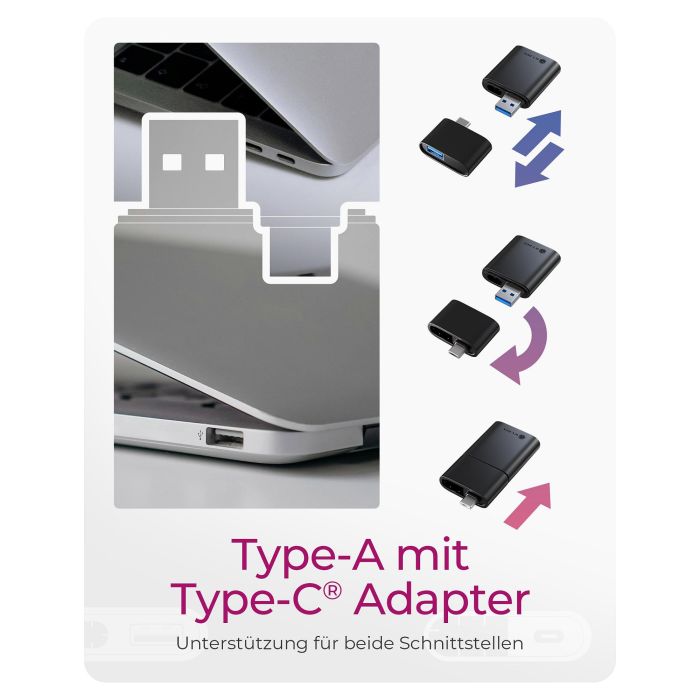 ICY BOX IB-CR204-CU3 Lector de Tarjetas 2 en 1 USB 3.2 Gen 1 para SD, MicroSD, SDXC, SDHC hasta 2 TB, 170 MB/s, Negro 2