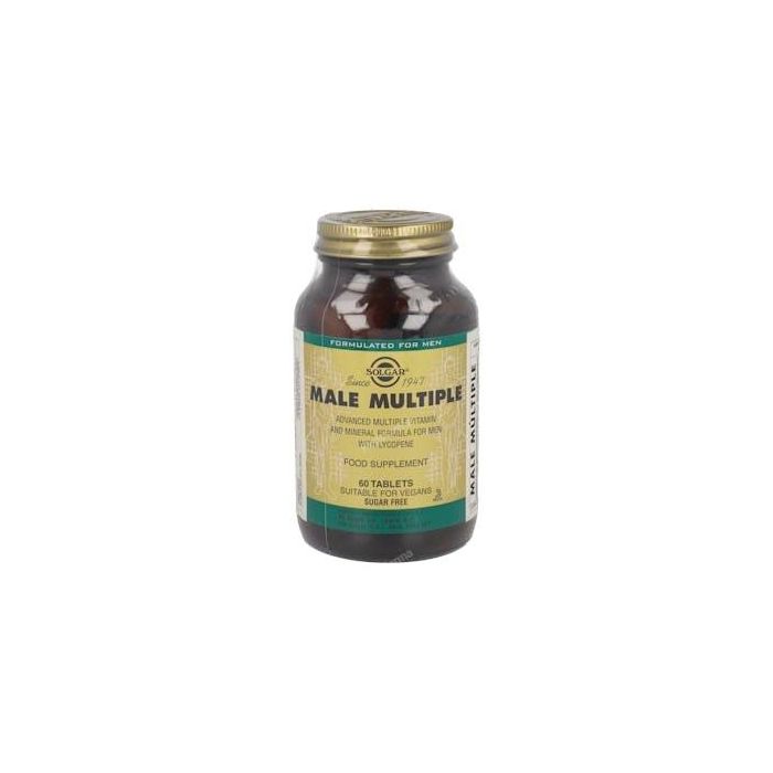 Solgar MALE MULTIPLE Multivitamínico y Mineral para Hombres – Complejo Avanzado de Vitaminas y Minerales Esenciales, 60 Comprimidos
