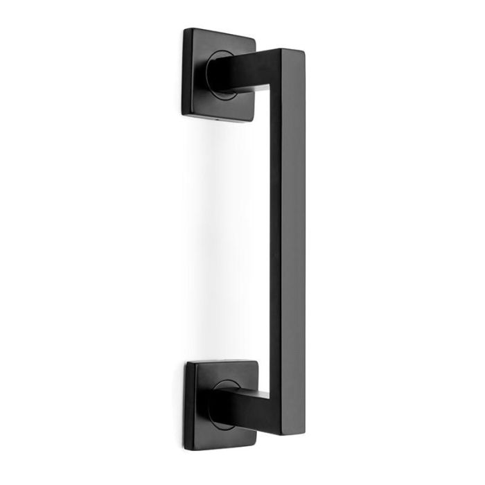 HERRAJES ALK Manillón Tendal Acero Inoxidable para Puerta de Paso, Roseta Cuadrada 50x50 mm, Acabado Negro Mate o Níquel Satinado