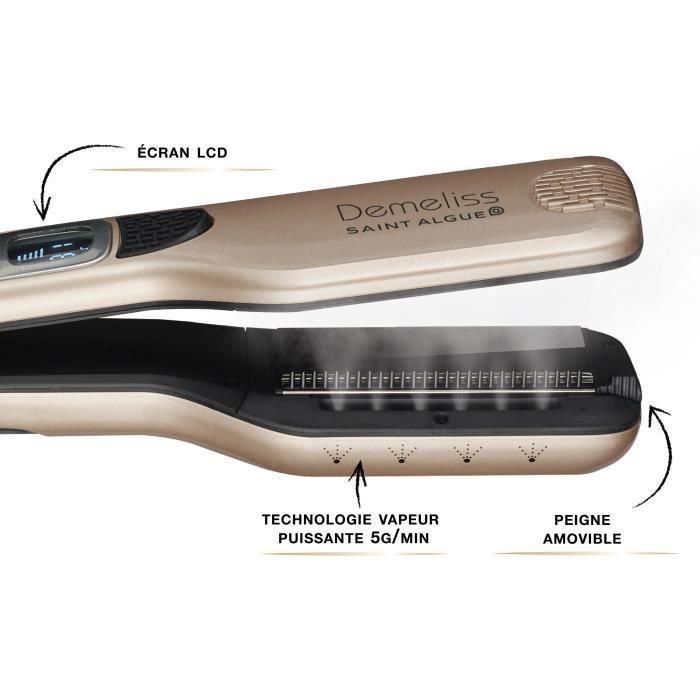 SAINT ALGUE 3992 - Caja Demeliss Titanium: Plancha al vapor + Elixir Tratamiento de brillo ritual 50ml - 150 ° C a 230 ° C - Auto stop 1 SAINT ALGUE 3992 - Caja Demeliss Titanium: Plancha al vapor + Elixir Tratamiento de brillo ritual 50ml - 150 ° C a 230 ° C - Auto stop 1