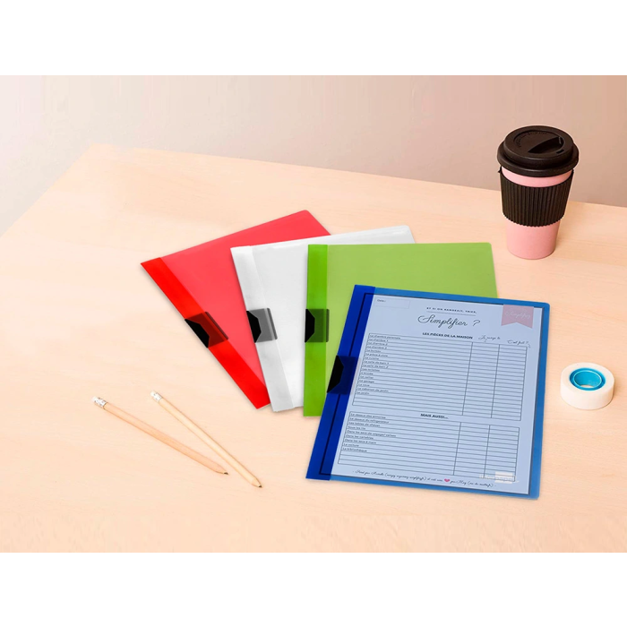 Liderpapel Dossier Pinza Lateral Polipropileno DIN A4 Transparente para 30 Hojas con Pinza Deslizante 4