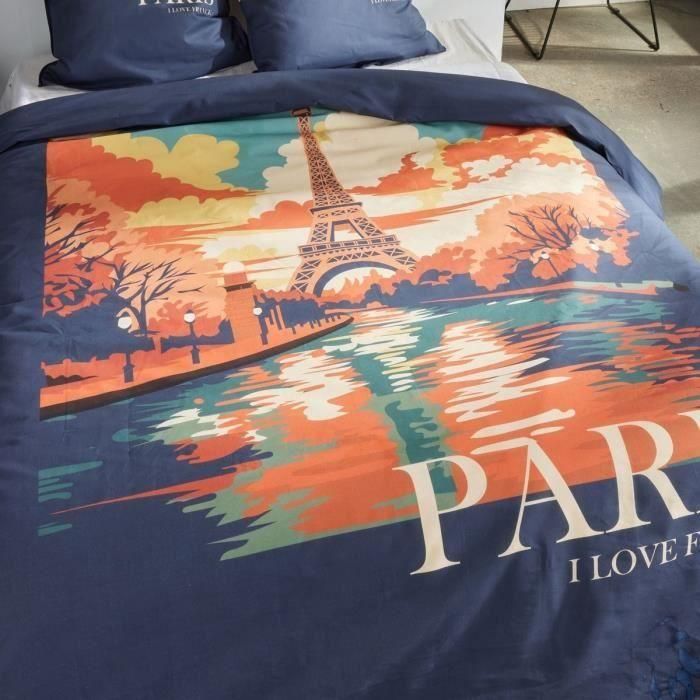 Juego de cama - HOY - JAVA - 2 personas - 240x220 cm - Algodón - Estampado París - Azul 2 Juego de cama - HOY - JAVA - 2 personas - 240x220 cm - Algodón - Estampado París - Azul 2
