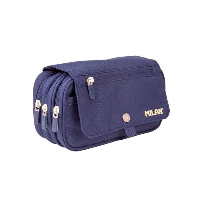 Milan Estuche Portatodo 4 Cremalleras con Solapa, Serie 1918, Azul Marino Milan Estuche Portatodo 4 Cremalleras con Solapa, Serie 1918, Azul Marino