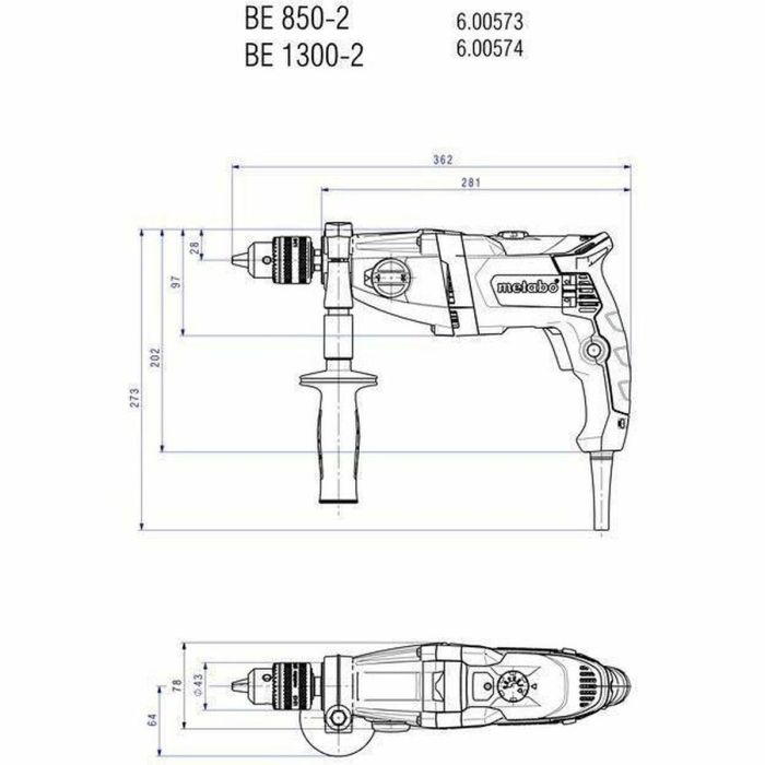 Metabo BEV 1300-2 (MET4007430314352) Taladro con Portabrocas con Llave. Incluye Llave Portabrocas. Embalaje de Cartón. 1