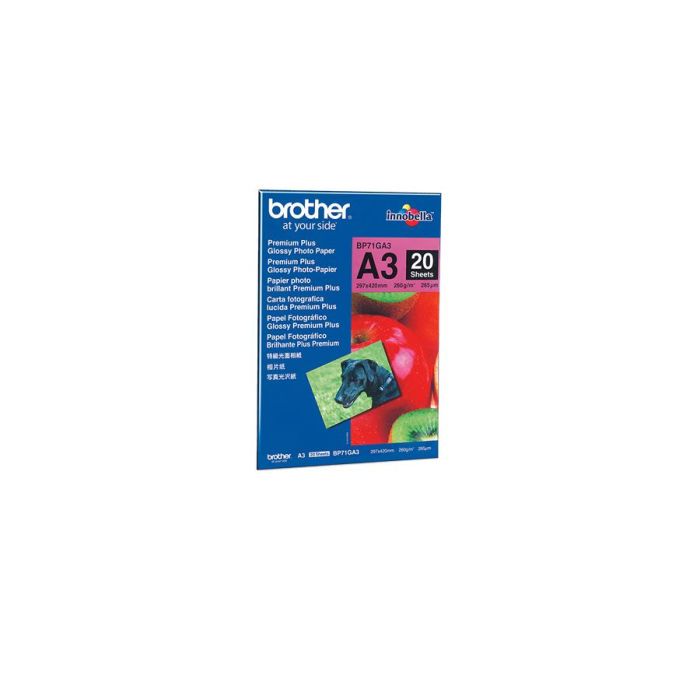 Brother Papel fotográfico Premium Plus Brillo A3 260g/m2 para Ink-jet, 20 hojas