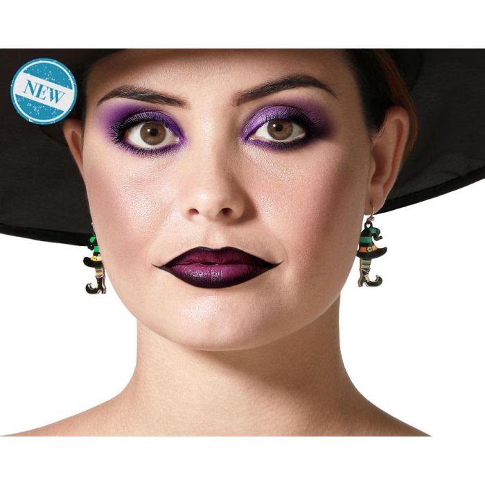 Pendientes de Bruja Verdes con Sombrero y Botas Colgantes para Halloween, Accesorio Temático