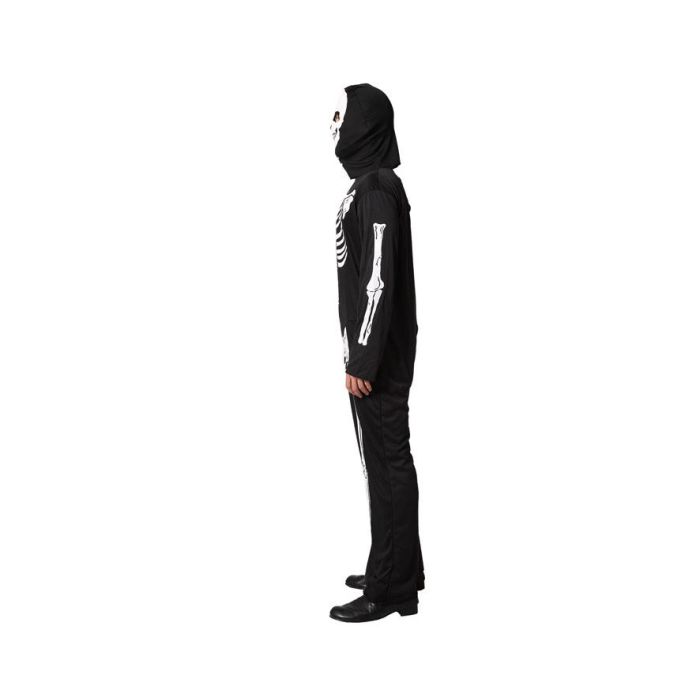 Disfraz de Esqueleto Negro para Hombre Adulto Talla M-L de Poliéster para Halloween, 1 Unidad 1