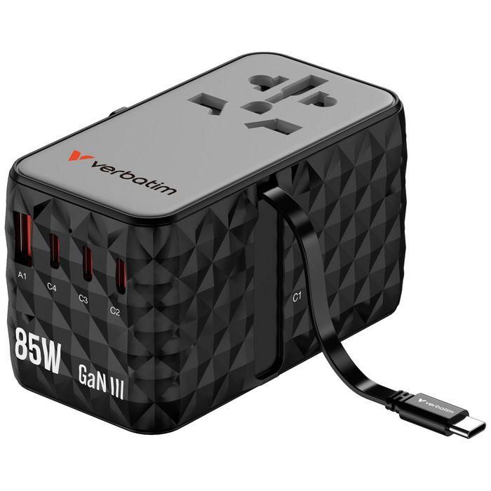 Verbatim Charge 'n' Travel Diamond 85W Retractable Cable CNT-02 1 Verbatim Charge 'n' Travel Diamond 85W Retractable Cable CNT-02 1