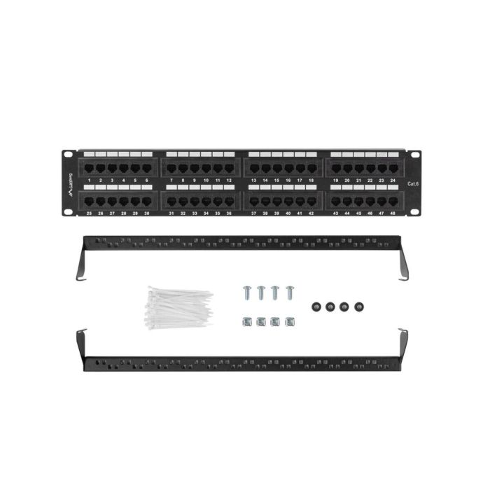 Lanberg Patch Panel 48 Puertos RJ-45 Cat.6 2U 19" Rack No Apantallado Negro Fijación IDC/LSA 0 Lanberg Patch Panel 48 Puertos RJ-45 Cat.6 2U 19" Rack No Apantallado Negro Fijación IDC/LSA 0