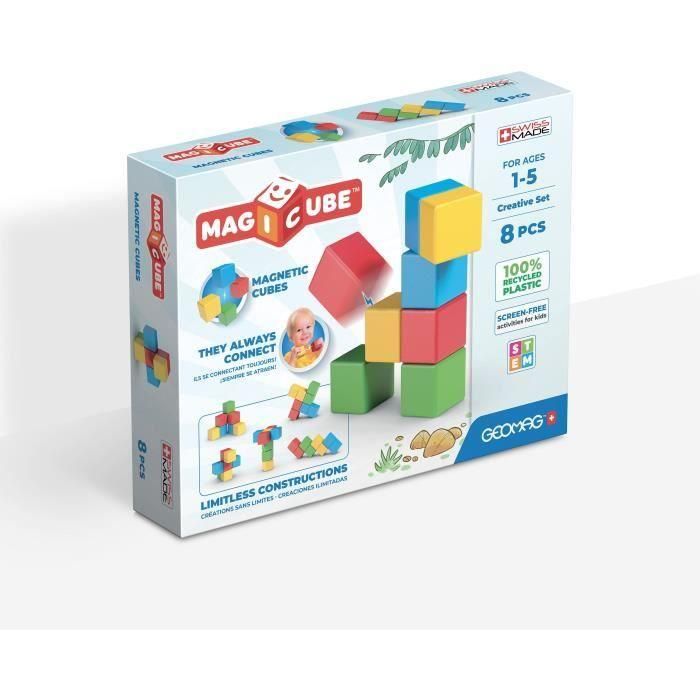 Geomag GEO0871772002468 Magicube Recycled Creative Set - Juego de construcción magnético 8 piezas - Plástico reciclado - A partir de 1 año