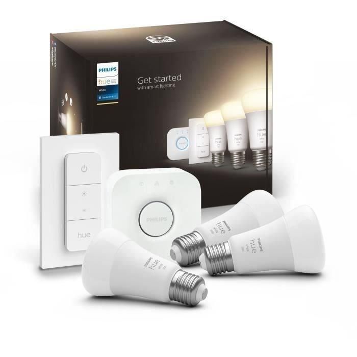 PHILIPS Hue White Starter kit 9.5W bombilla LED inteligente - E27 x3 y control remoto Hue 5 PHILIPS Hue White Starter kit 9.5W bombilla LED inteligente - E27 x3 y control remoto Hue 5