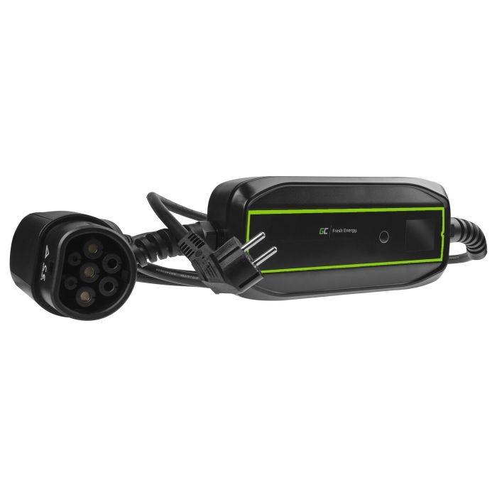 Green Cell EV16 Cargador Móvil para Coche Eléctrico 3.6 kW 16A Tipo 2/Schuko AC, Cable 6.5m Negro IP66 con Pantalla LCD