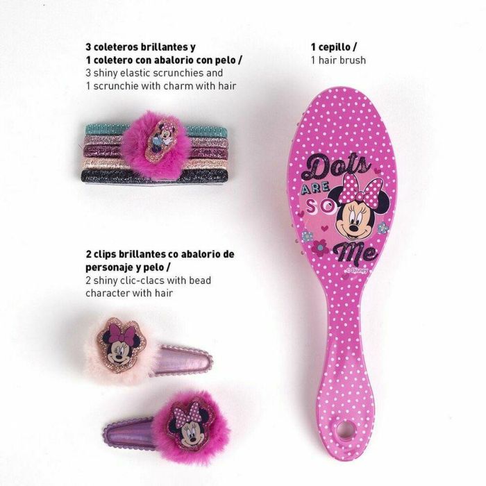 Inca Set Accesorios de Pelo Minnie Lote 8 Piezas para Niñas: Cepillo, 5 Elásticos y 2 Clips Plástico ABS 4